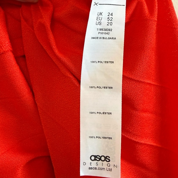 ASOS DECISION Curve Ruffle sleeve pleated maxi dress in red Size US 20 - Picture 11 of 12